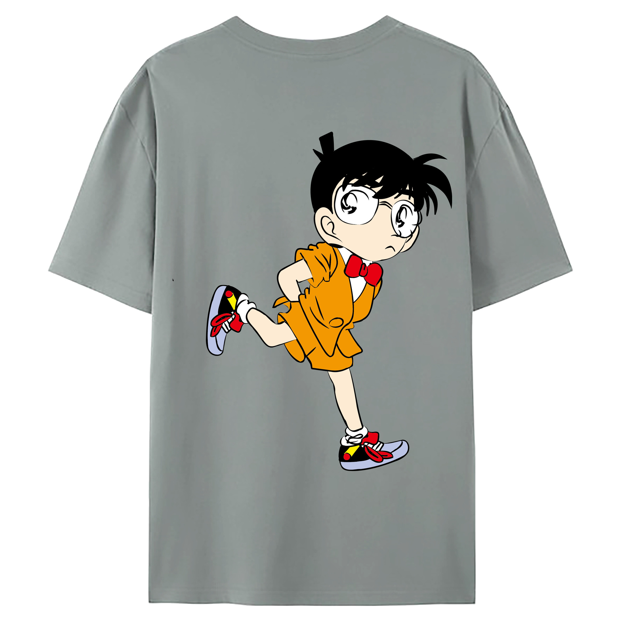 （画像用） 名探偵コナン 江戸川 コナン Detective Conan Conan Edogawa 綿100％ メンズ半袖Tシャツ（バックプリント） 通気性